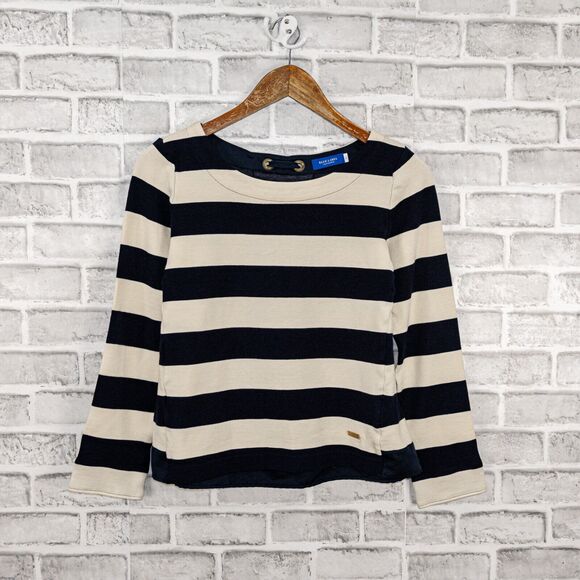 BLUE LABEL CRESTBRIDGE Japan Women's Navy Striped Sweater Size 38 - Picture 5 of 10